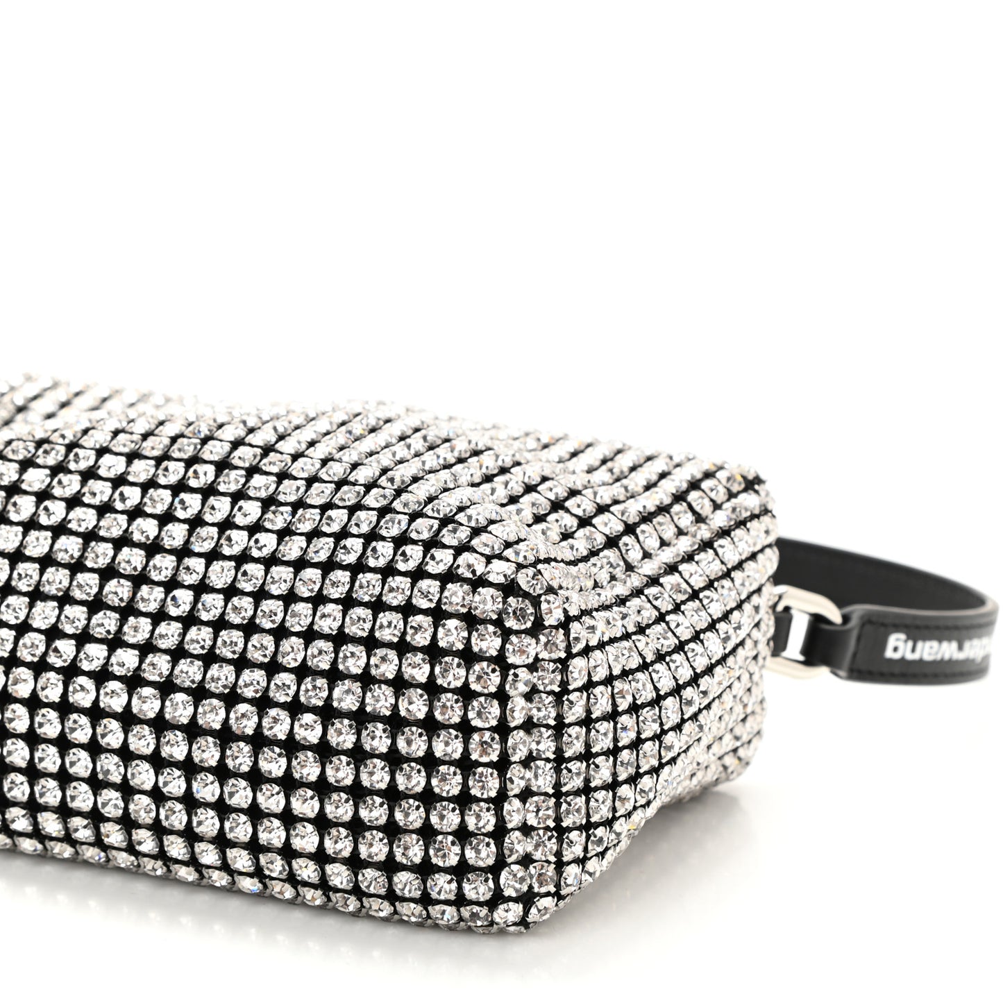 Mesh Crystal Rhinestone Mini Heiress Pouch Black Silver