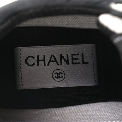 Chanel Mesh Suede Grained Calfskin Womens CC Sneakers 39 White Black 8 of 10