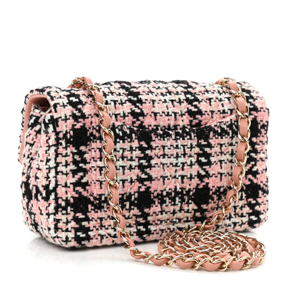 Chanel Tweed Quilted Mini Rectangular Flap Pink Black White 3 of 10