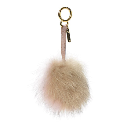 Fendi Fox Fur Vitello Elite Bi-Color Pom Pom Bag Charm Rosa Cammello Cipria 1 of 4