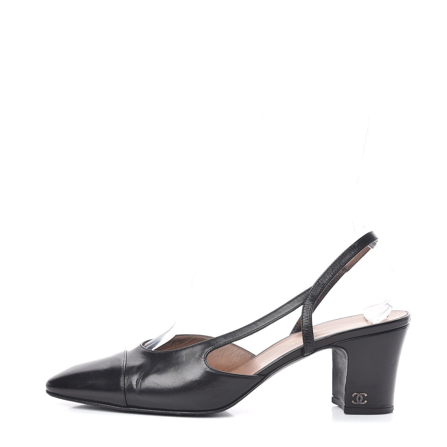 Chanel Calfskin Cap Toe CC Slingback Pumps 41.5 Black 1 of 25