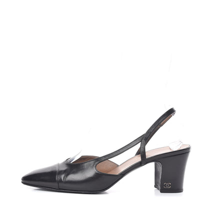 Chanel Calfskin Cap Toe CC Slingback Pumps 41.5 Black 1 of 25