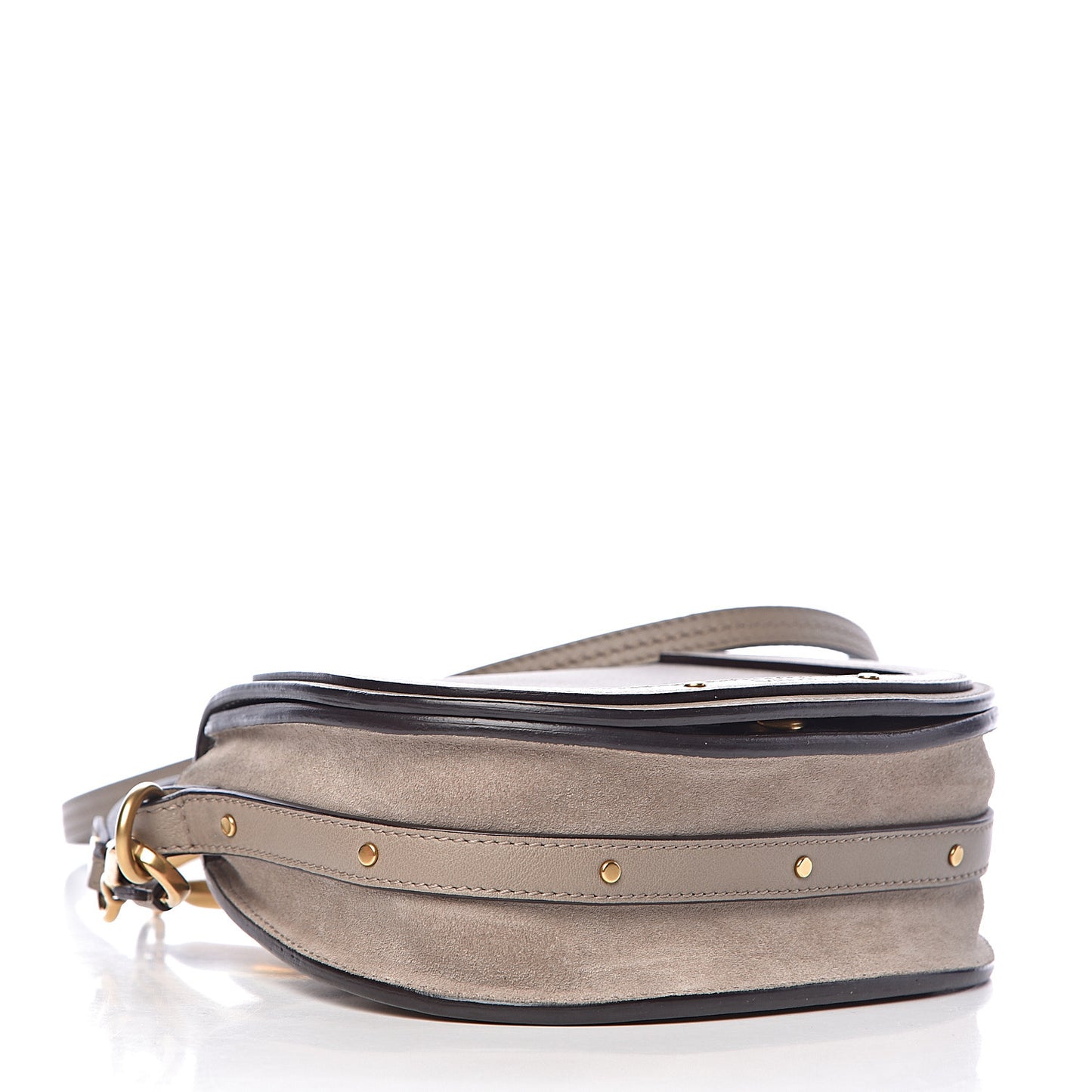 Calfskin Suede Small Nile Bracelet Bag Motty Grey