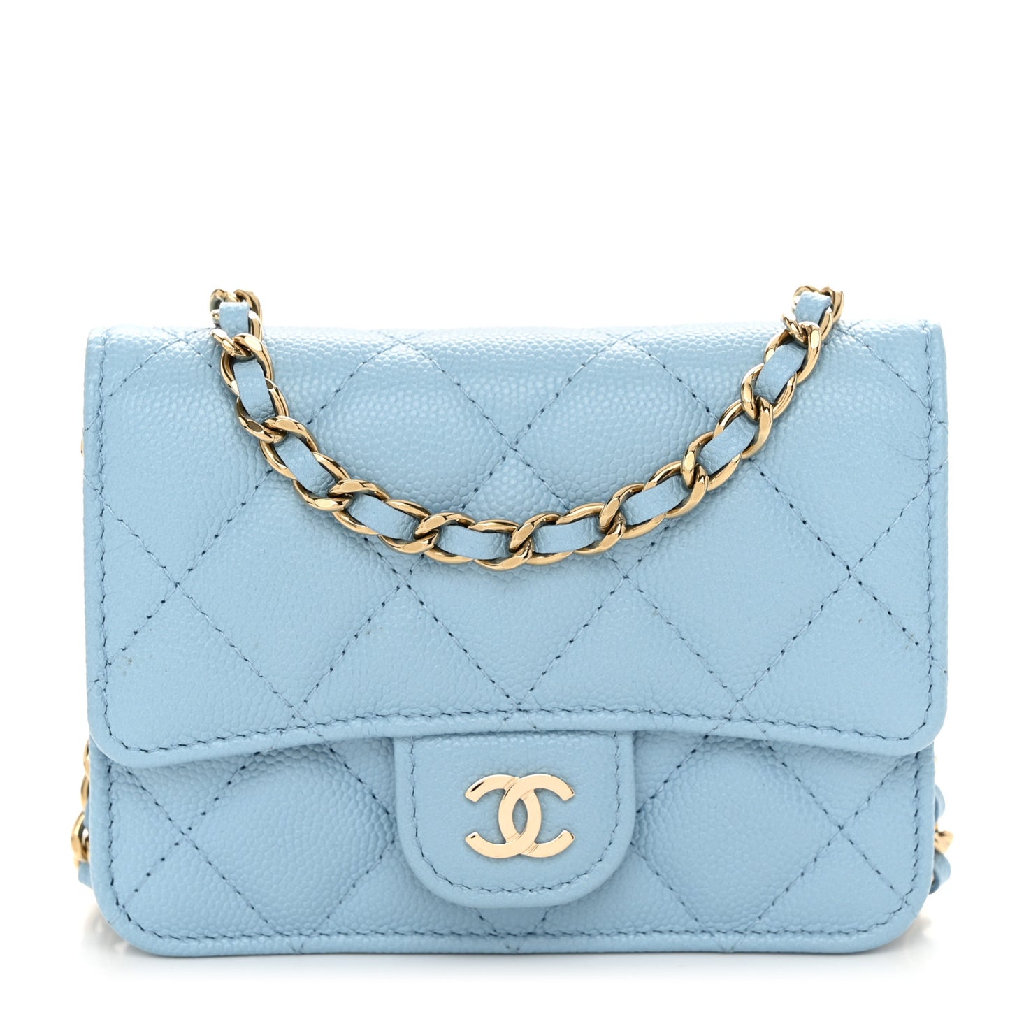 Caviar Quilted Mini Chain Bag Blue