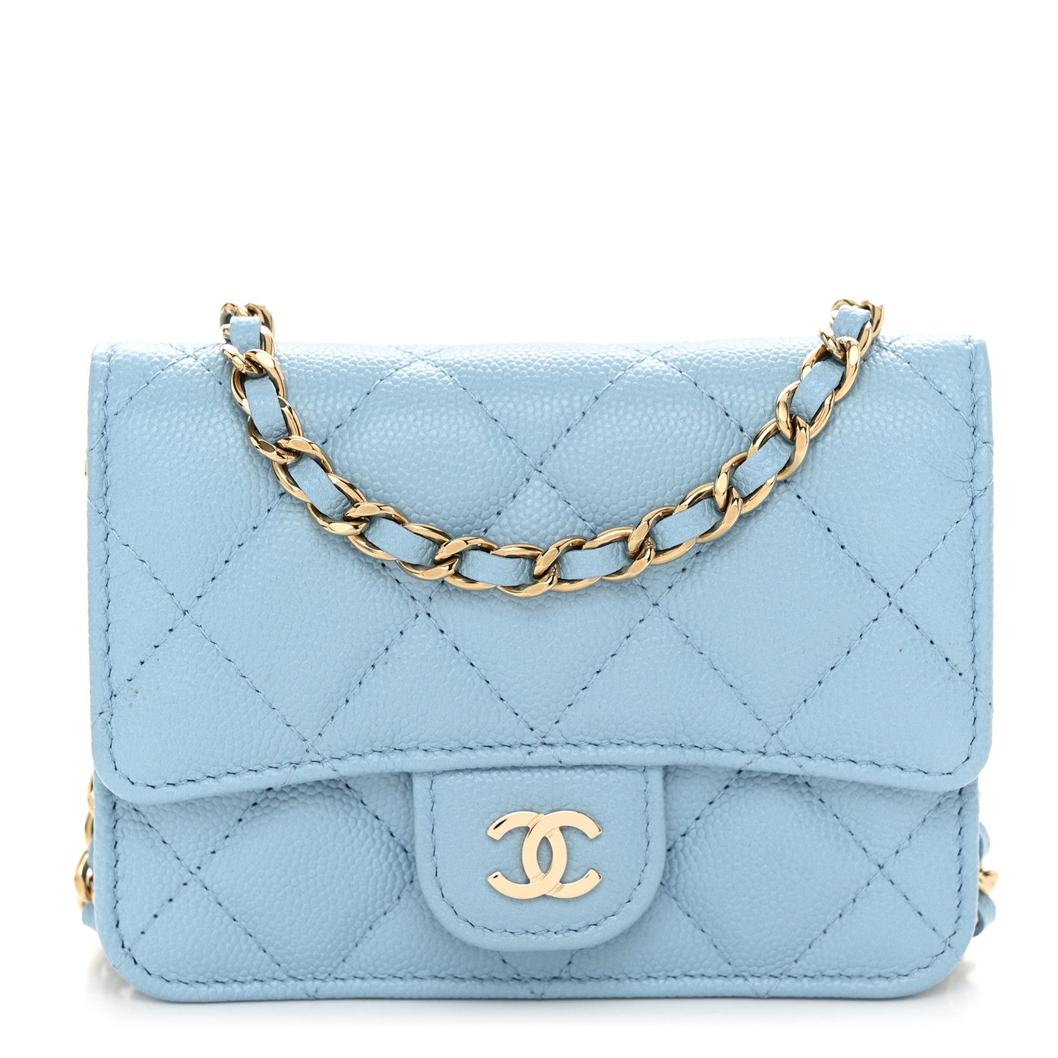 Chanel Caviar Quilted Mini Chain Bag Blue 1 of 11