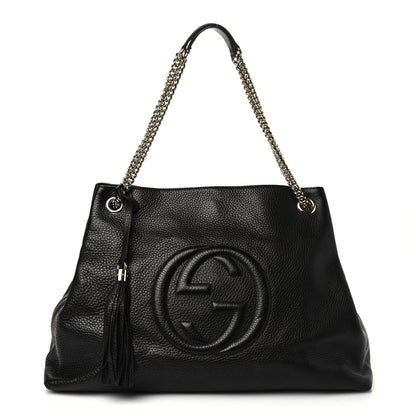 Gucci Pebbled Calfskin Large Soho Chain Shoulder Bag Black 1 of 7