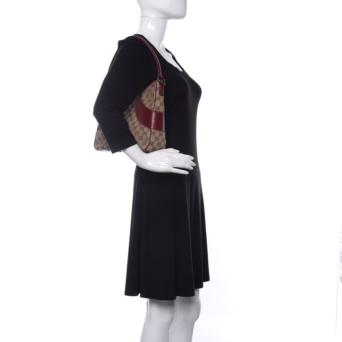 Monogram Calfskin Shoulder Bag Hobo Red