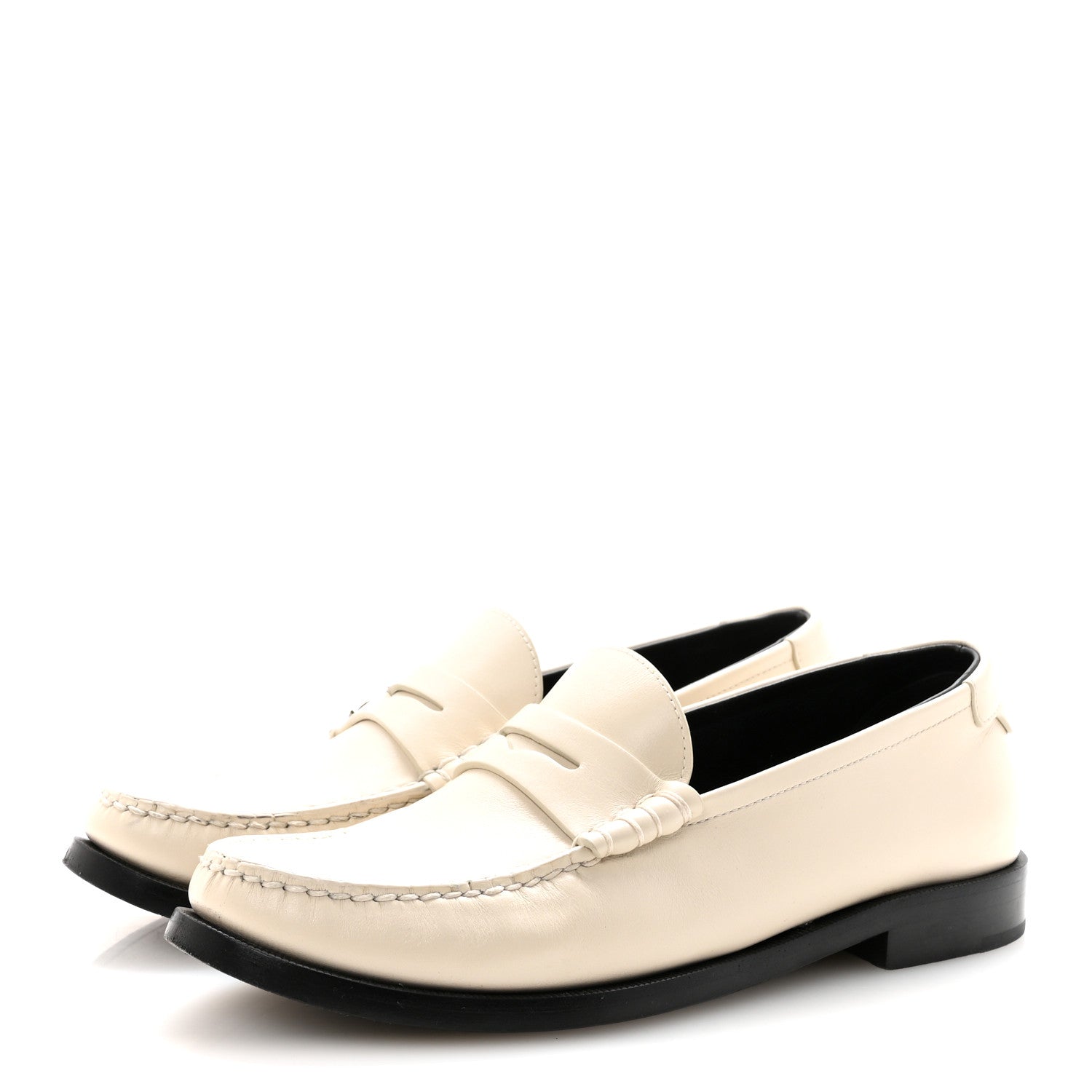 Saint Laurent Calfskin Penny Loafers 38 Pearl 4 of 10