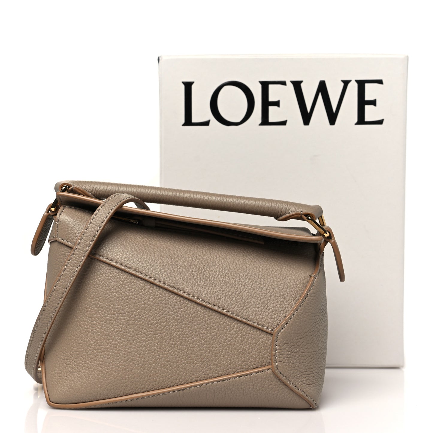 Soft Grained Calfskin Mini Puzzle Edge Bag Sand