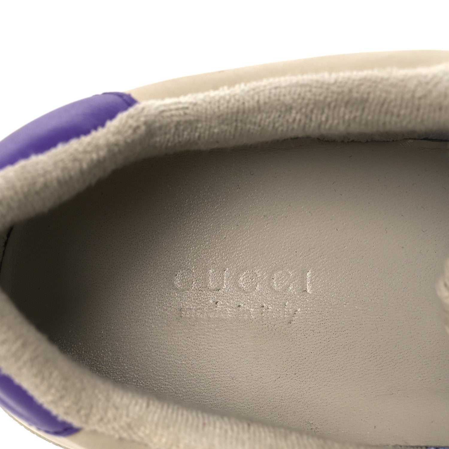 Gucci Calfskin Lame GG Monogram Web Womens Screener Sneakers 39.5 Blue Silver Dusty Milk Shine Purple 9 of 12