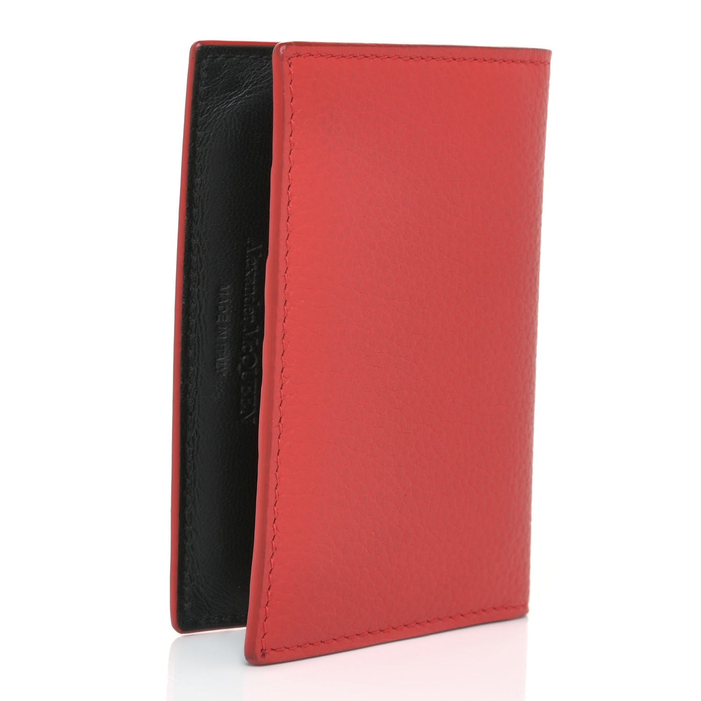 Grained Calfskin Small Skull Pocket Organizer Red