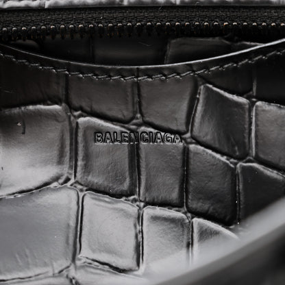 Balenciaga Semi Shiny Calfskin Crocodile Embossed Neo Classic Black Hardware Mini City Black 6 of 14