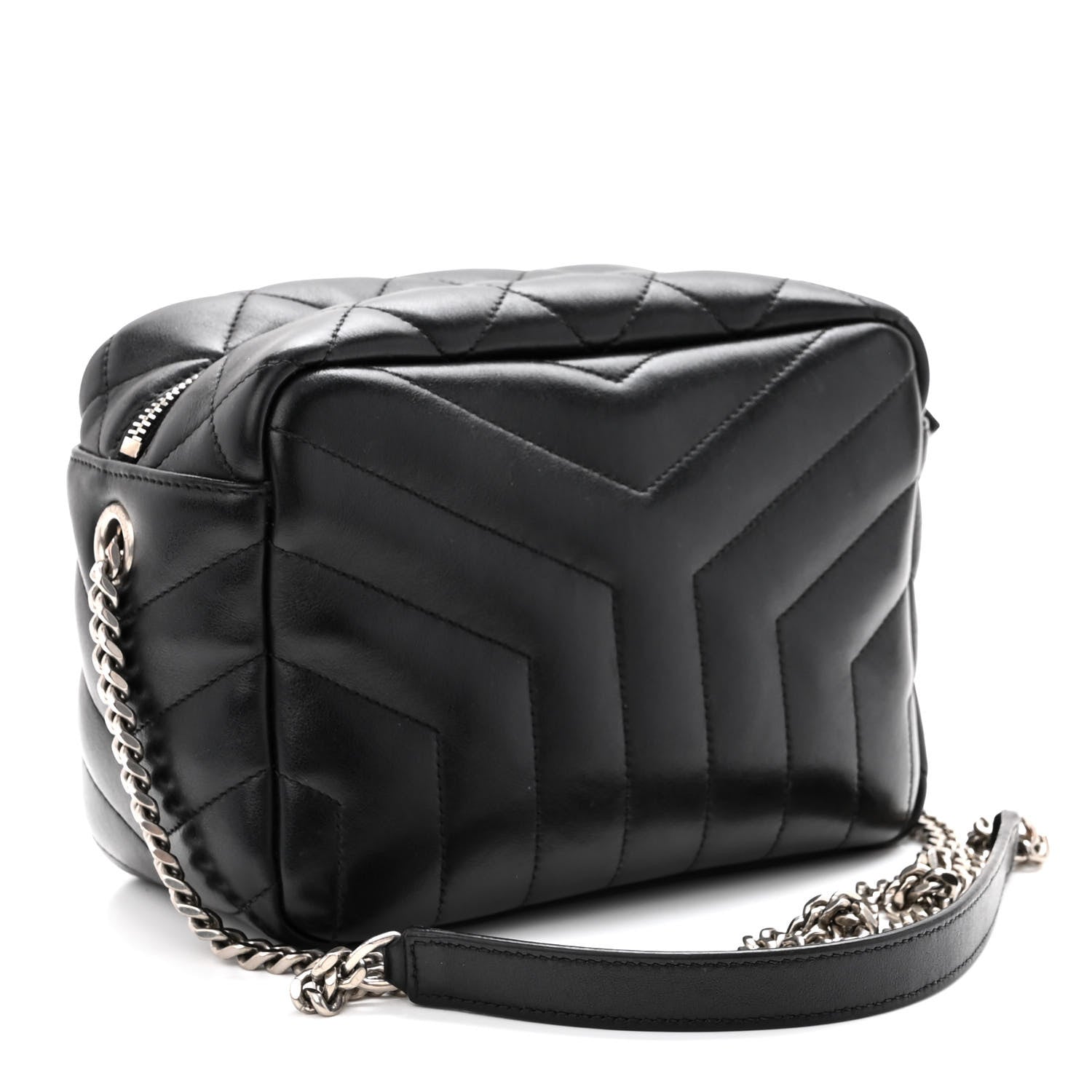 Saint Laurent Calfskin Y Quilted Monogram Small Loulou Bowling Bag Black 3 of 9