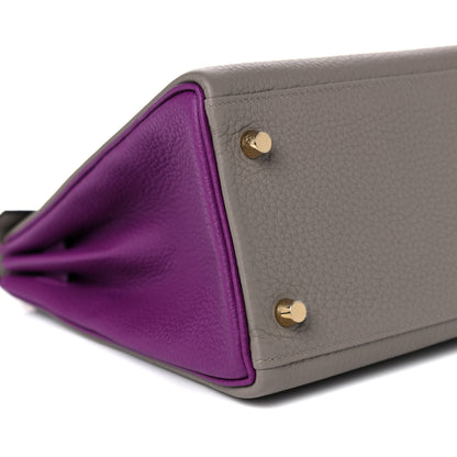 Hermes Togo Horseshoe Kelly Retourne 28 Gris Asphalte Anemone 7 of 14