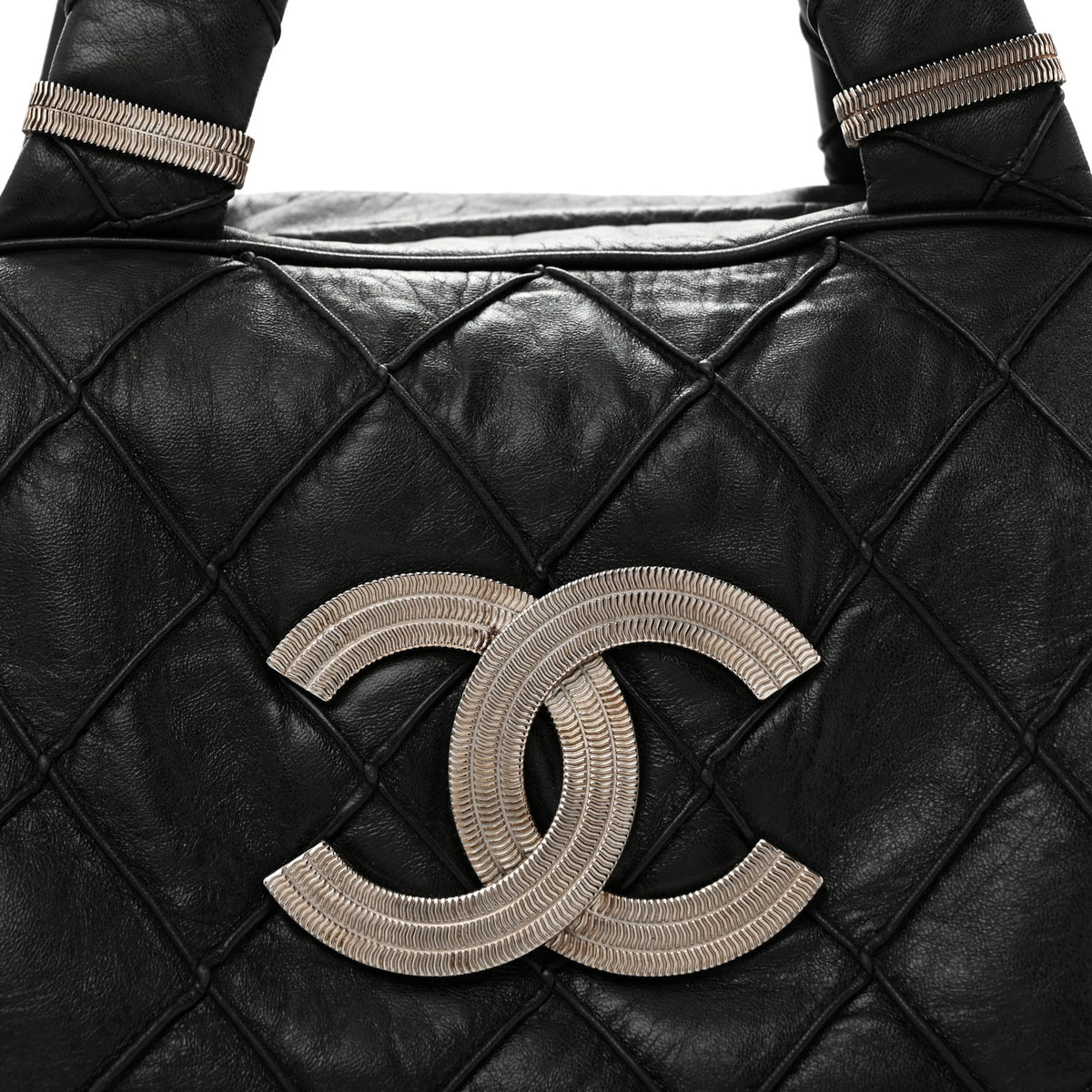 Chanel Lambskin Quilted Large Bowler Black 8 of 13