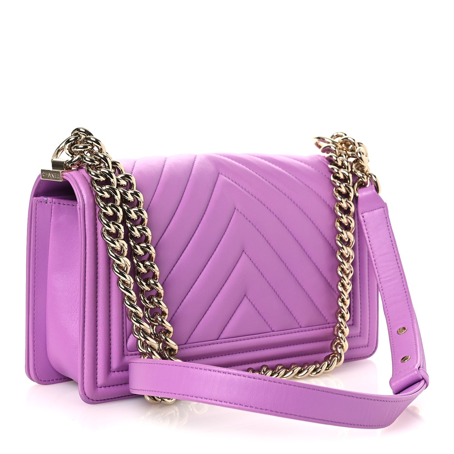 Chanel Lambskin Chevron Quilted Medium Boy Flap Purple 3 of 13