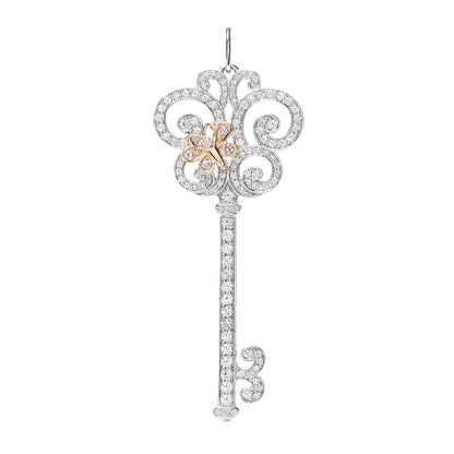 Tiffany Platinum 18K Rose Gold Diamond Enchant Butterfly Key Pendant 1 of 4