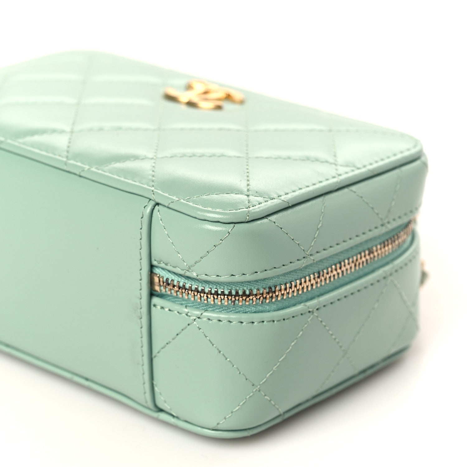 Chanel Lambskin Quilted Top Handle Small Vanity Case Light Green 9 of 9