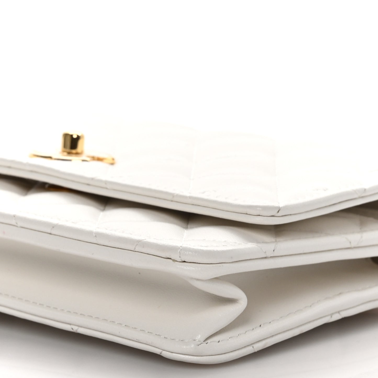 Lambskin Quilted Resin Chain Top Handle Wallet On Chain WOC White