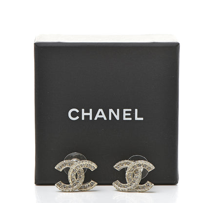 Chanel Crystal Timeless CC Earrings Light Gold 5 of 5