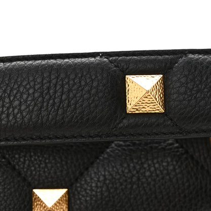 Valentino Garavani Grained Calfskin Medium Roman Stud Shoulder Bag Black 12 of 12
