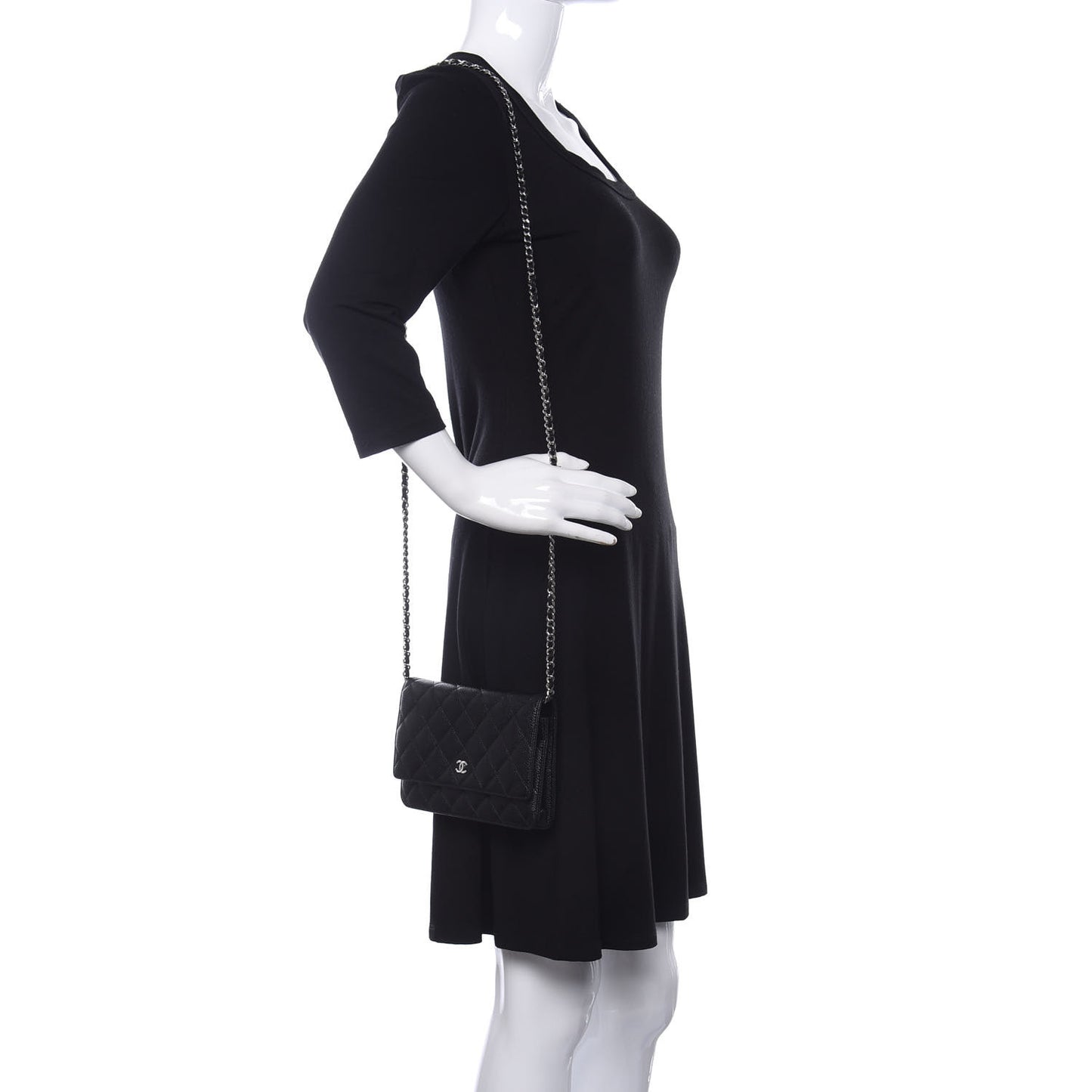 Caviar Quilted Wallet On Chain WOC Black