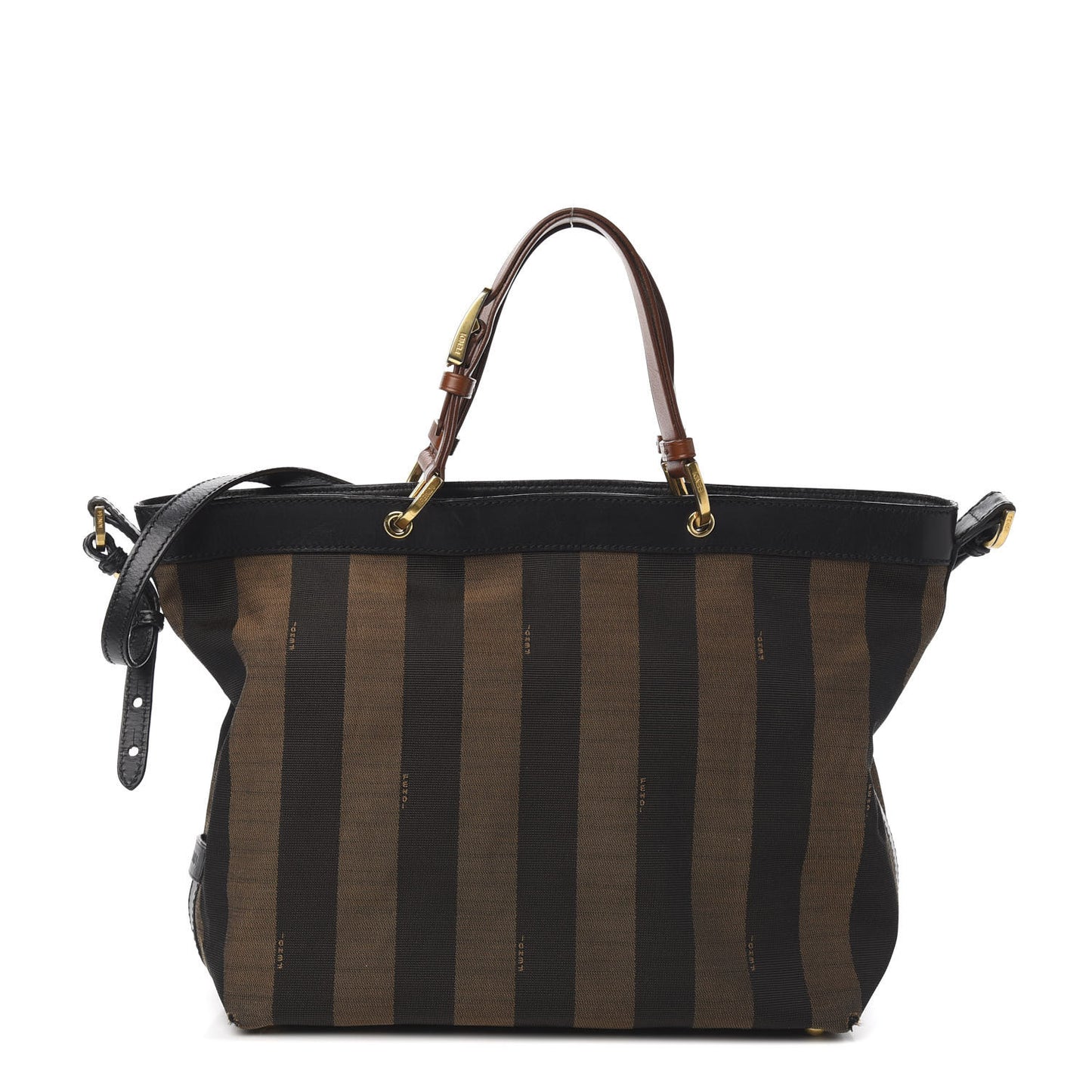 Pequin Cuoio Vegetale Shoulder Tote Tobacco Black Cuoio