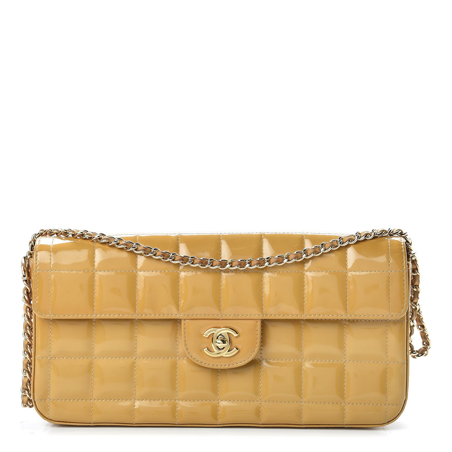 Chanel Patent East West Chocolate Bar Flap Beige 1 of 19
