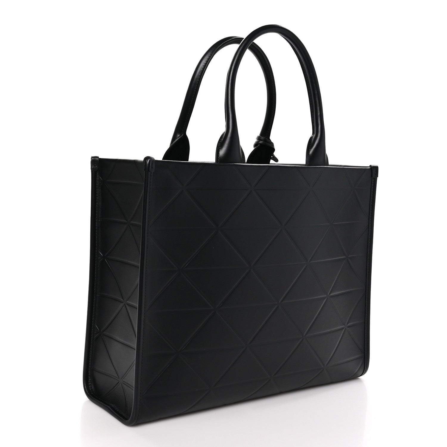 Prada Soft Calfskin Triangolo Symbole Embossed Medium Tote Black 3 of 9