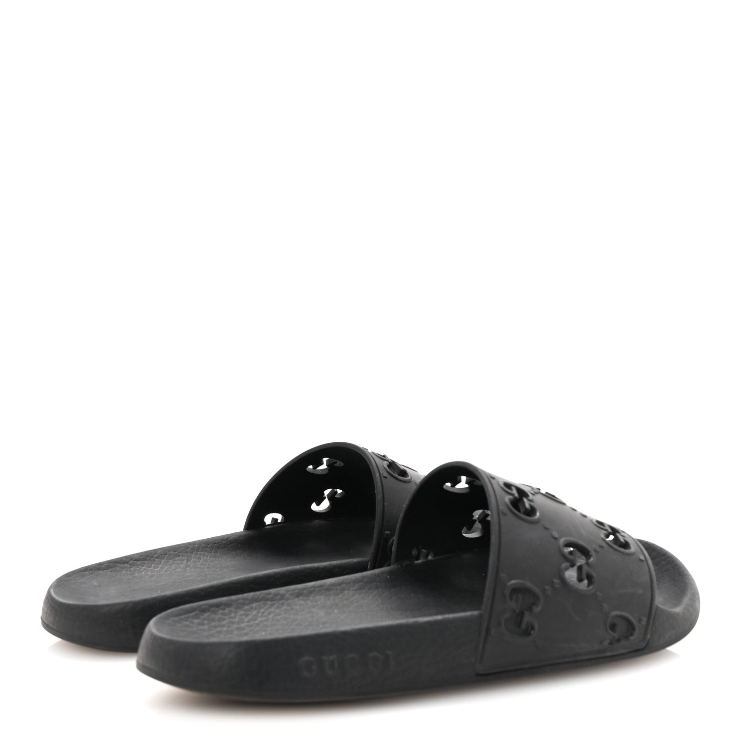 Gucci Rubber GG Monogram Perforated Womens Slide Sandals 40 Black 5 of 8