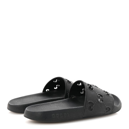 Gucci Rubber GG Monogram Perforated Womens Slide Sandals 40 Black 5 of 8