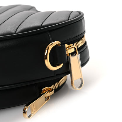 Gucci Calfskin Matelasse Diagonal Mini Interlocking G Heart Shoulder Bag Black 11 of 12