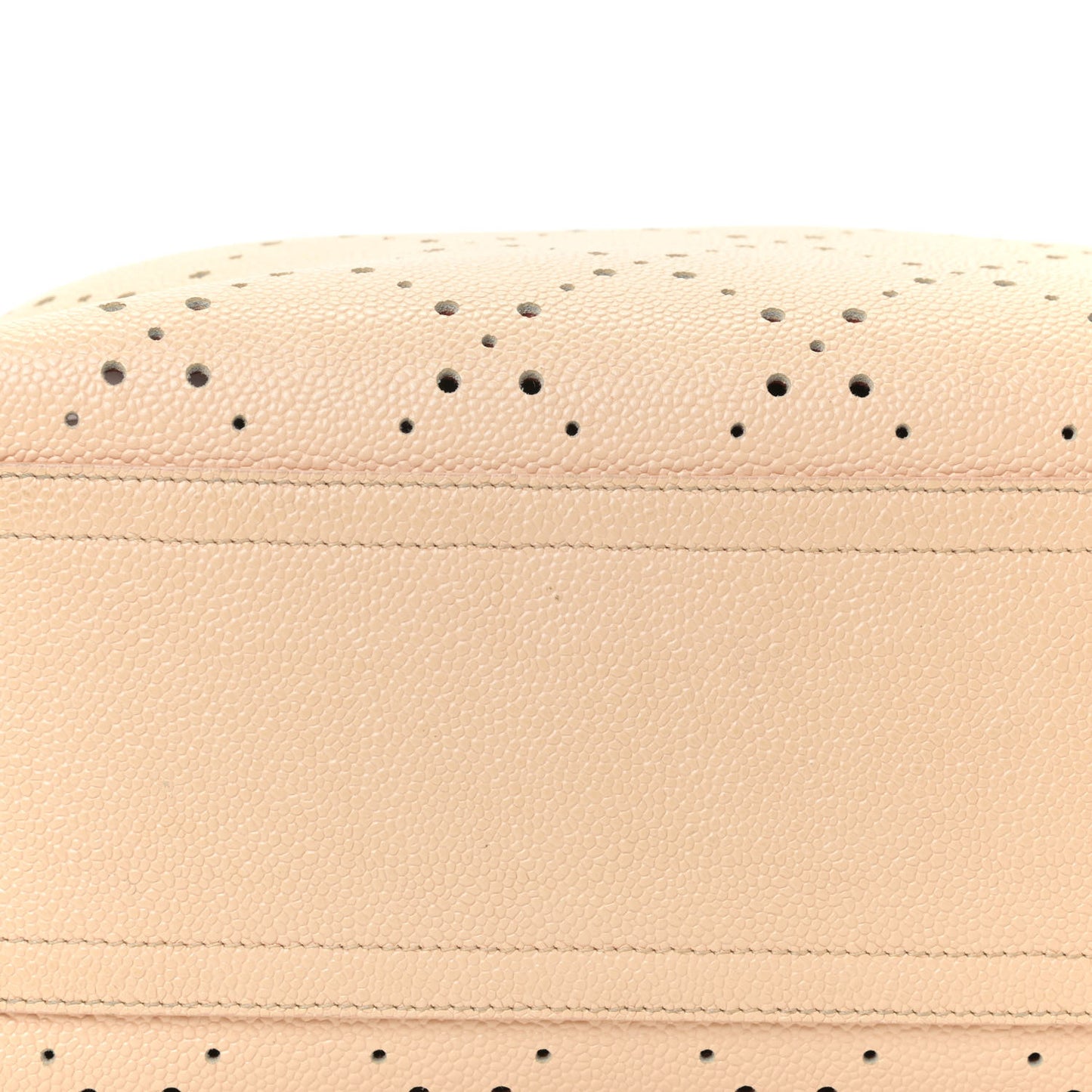 Perforated Grained Calfskin Small Shopping Tote Light Coral