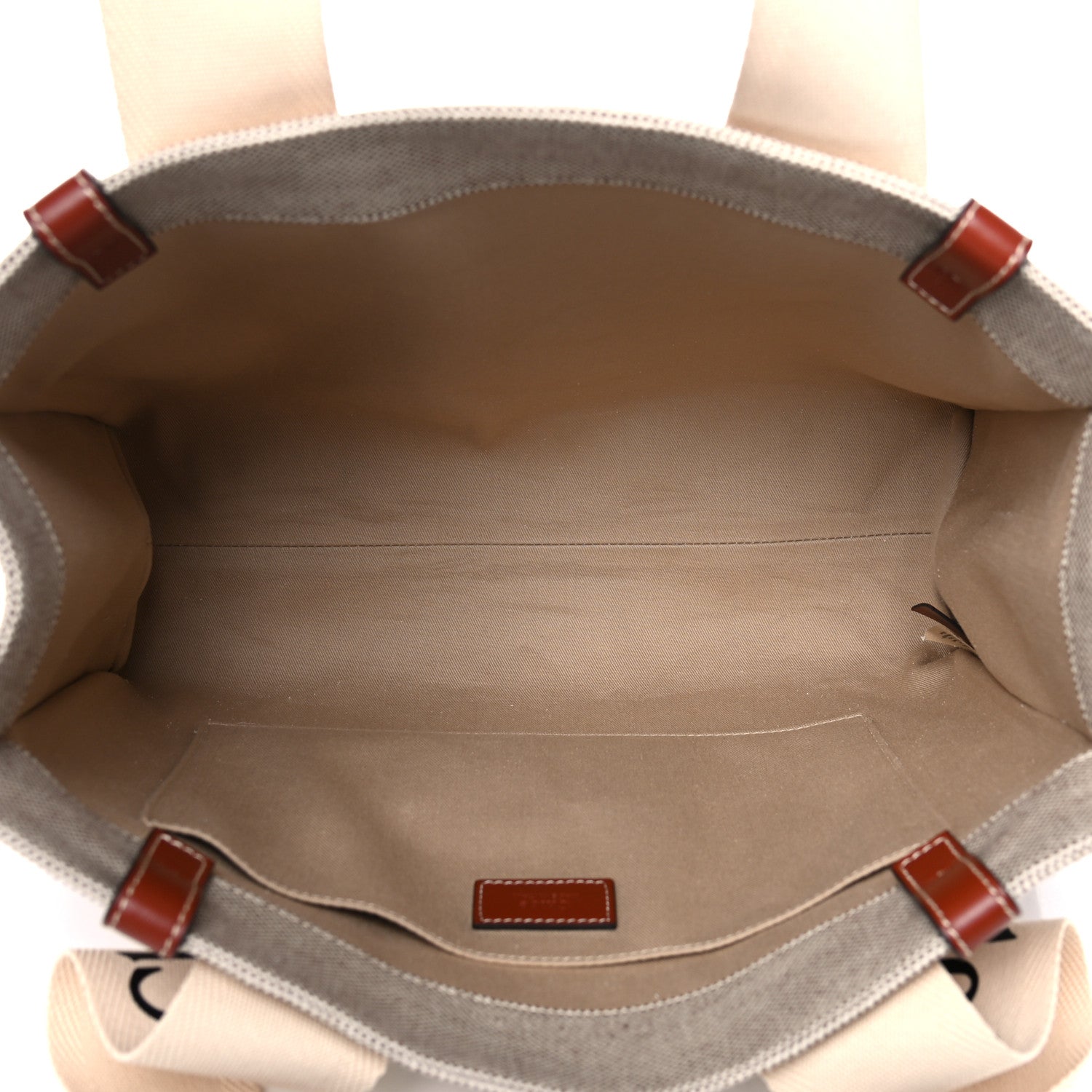 Chloe Cotton Calfskin Medium Woody Ribbon Tote White Brown 5 of 14