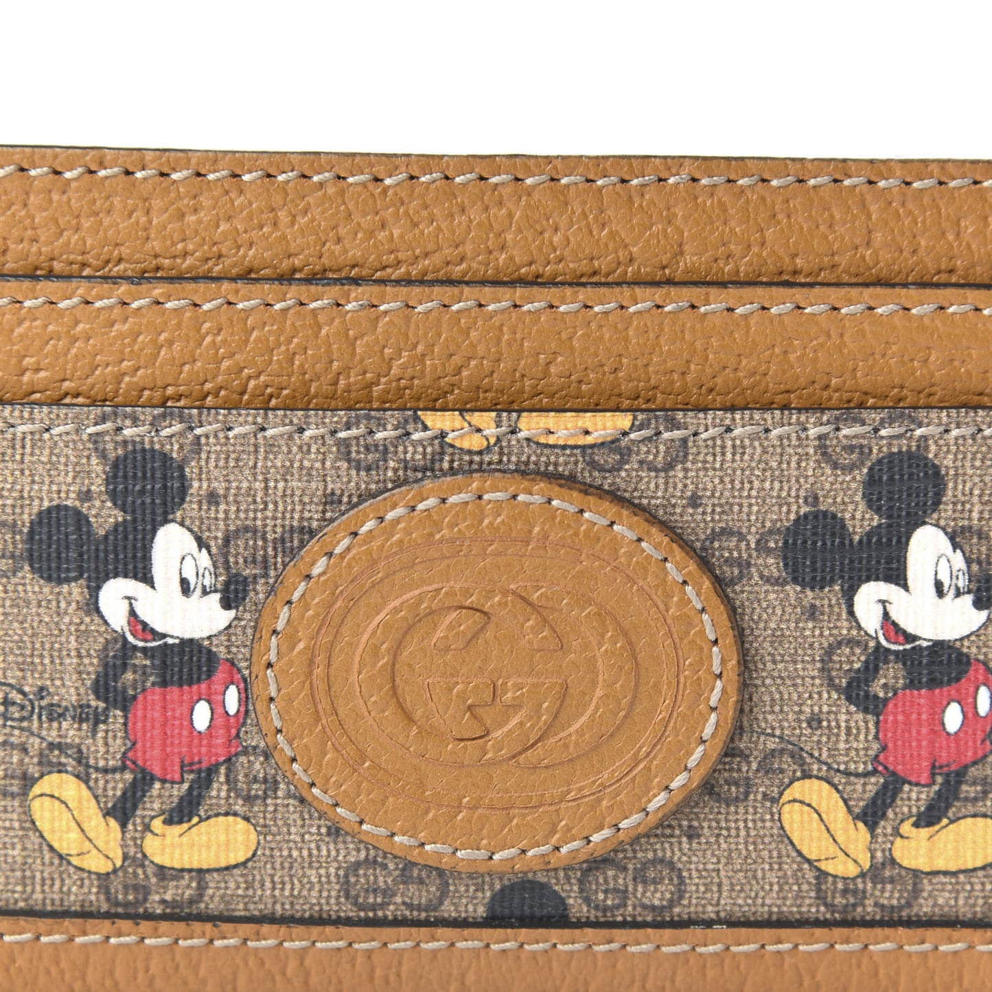 X DISNEY Mini Vintage GG Supreme Monogram Mickey Mouse Card Holder Beige Vintage Sun Oil