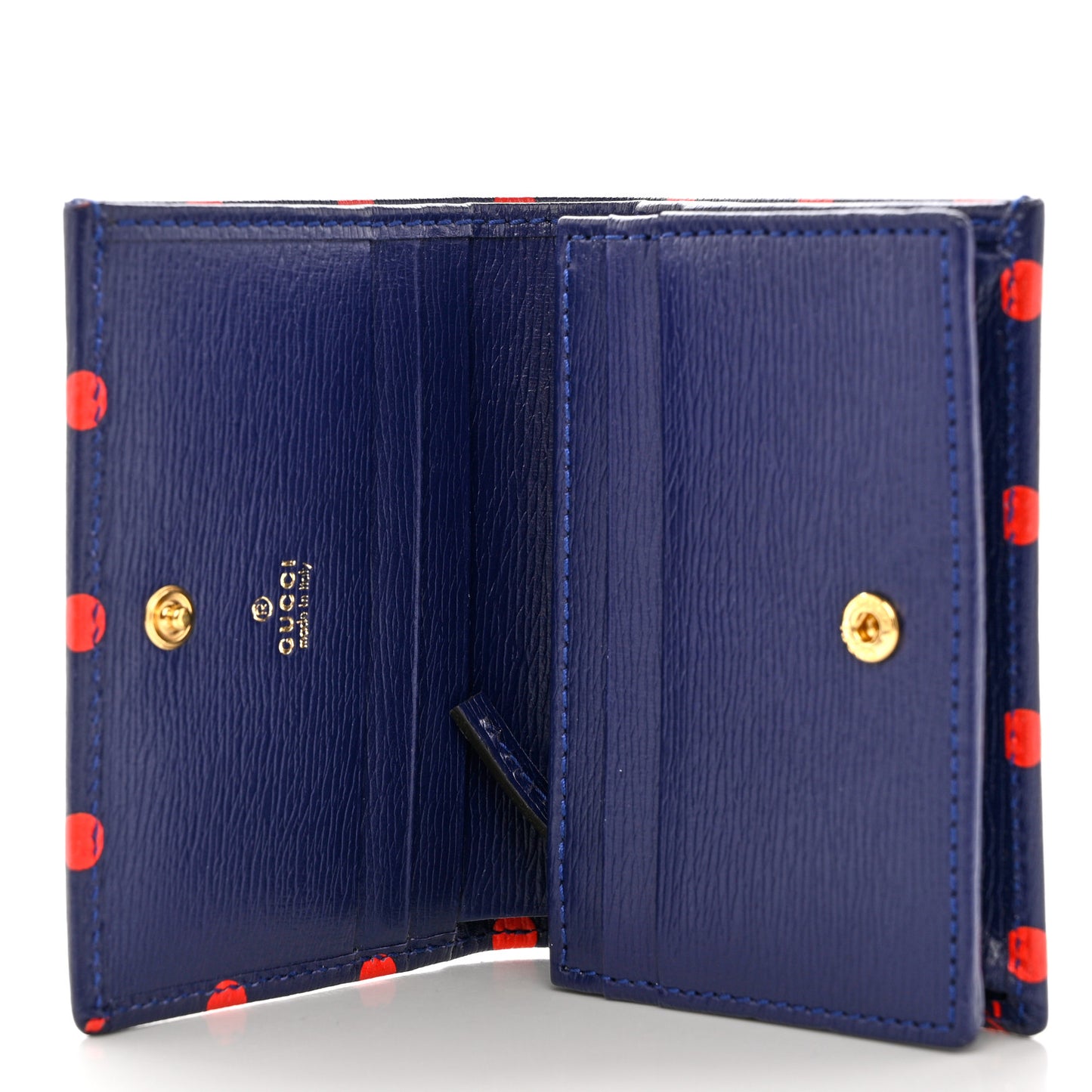 Shangai Calfskin Polka Dot Horsebit 1955 Card Case Wallet Blue Orange Sailor Blue