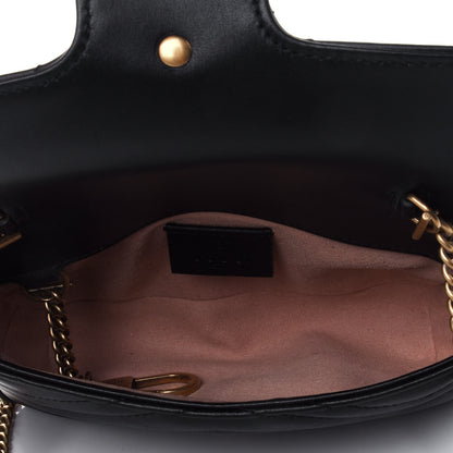 Gucci Calfskin Matelasse Super Mini GG Marmont Shoulder Bag Black 4 of 4