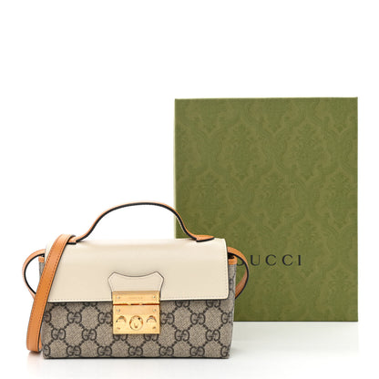 Gucci GG Supreme Monogram New Sakai Calfskin Mini Padlock Top Handle Shoulder Bag Beige Ebony Mystic White Sun Oil 11 of 11