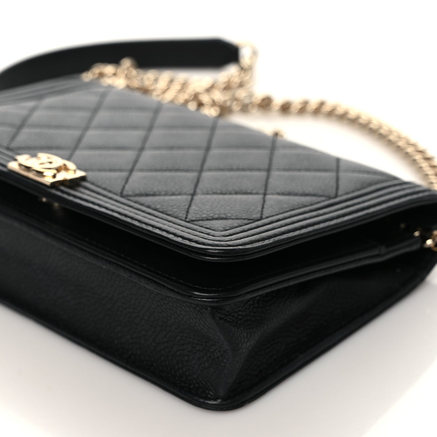 Caviar Quilted Boy Wallet On Chain WOC Black