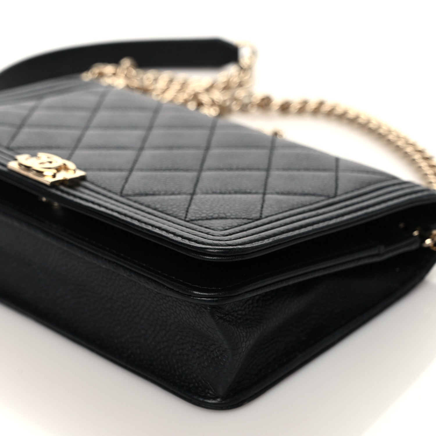 Chanel Caviar Quilted Boy Wallet On Chain WOC Black 9 of 10
