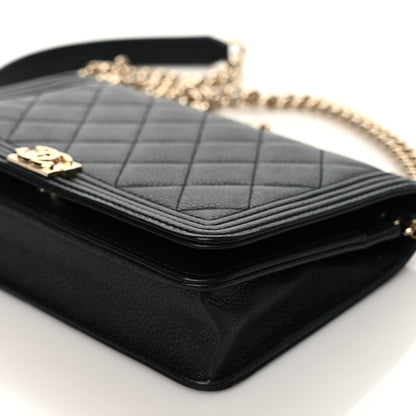 Chanel Caviar Quilted Boy Wallet On Chain WOC Black 9 of 10