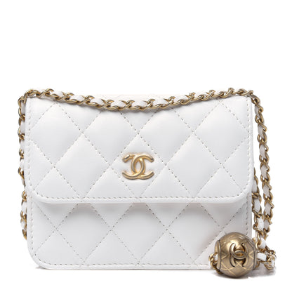 Chanel Lambskin Quilted Pearl Crush Clutch With Chain White 1 of 14