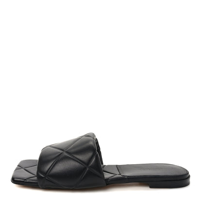 Bottega Veneta Nappa Quilted Rubber Lido Flat Sandals 41 Black 1 of 7