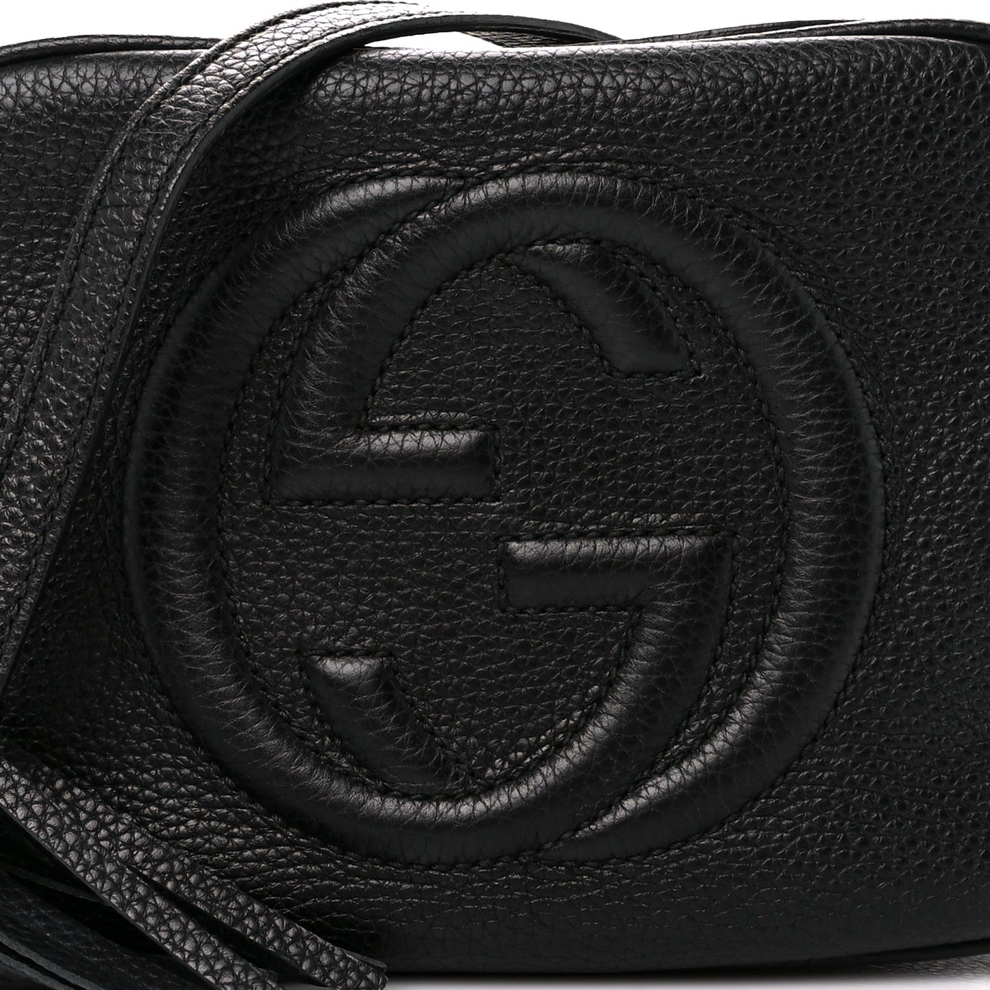 Pebbled Calfskin Small Soho Disco Bag Black