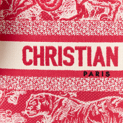Christian Dior Canvas Toile De Jouy Reverse Embroidered Medium Lady D-Lite Red 8 of 10
