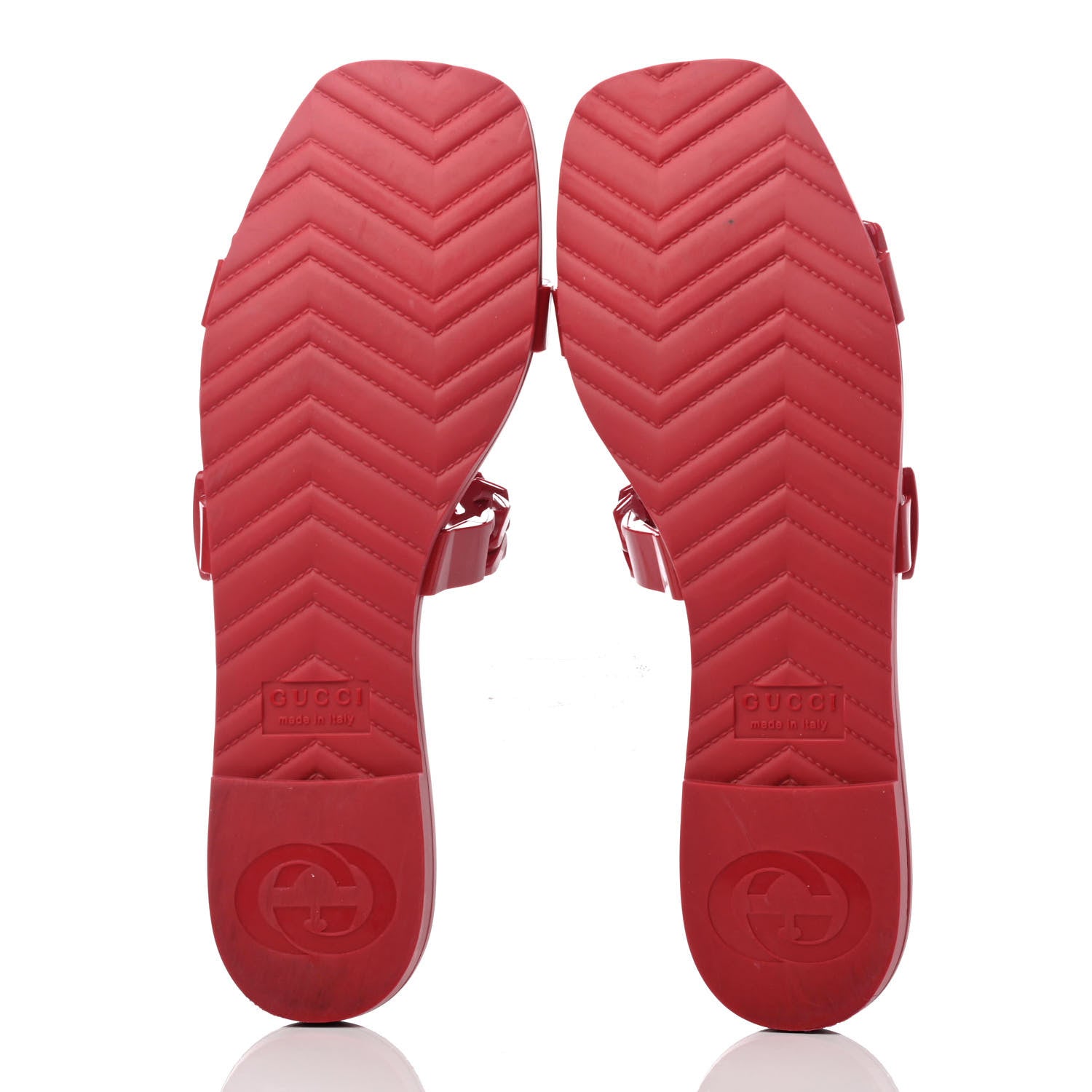 Gucci Rubber Womens Slide Sandals 40 Hibiscus Red 4 of 4