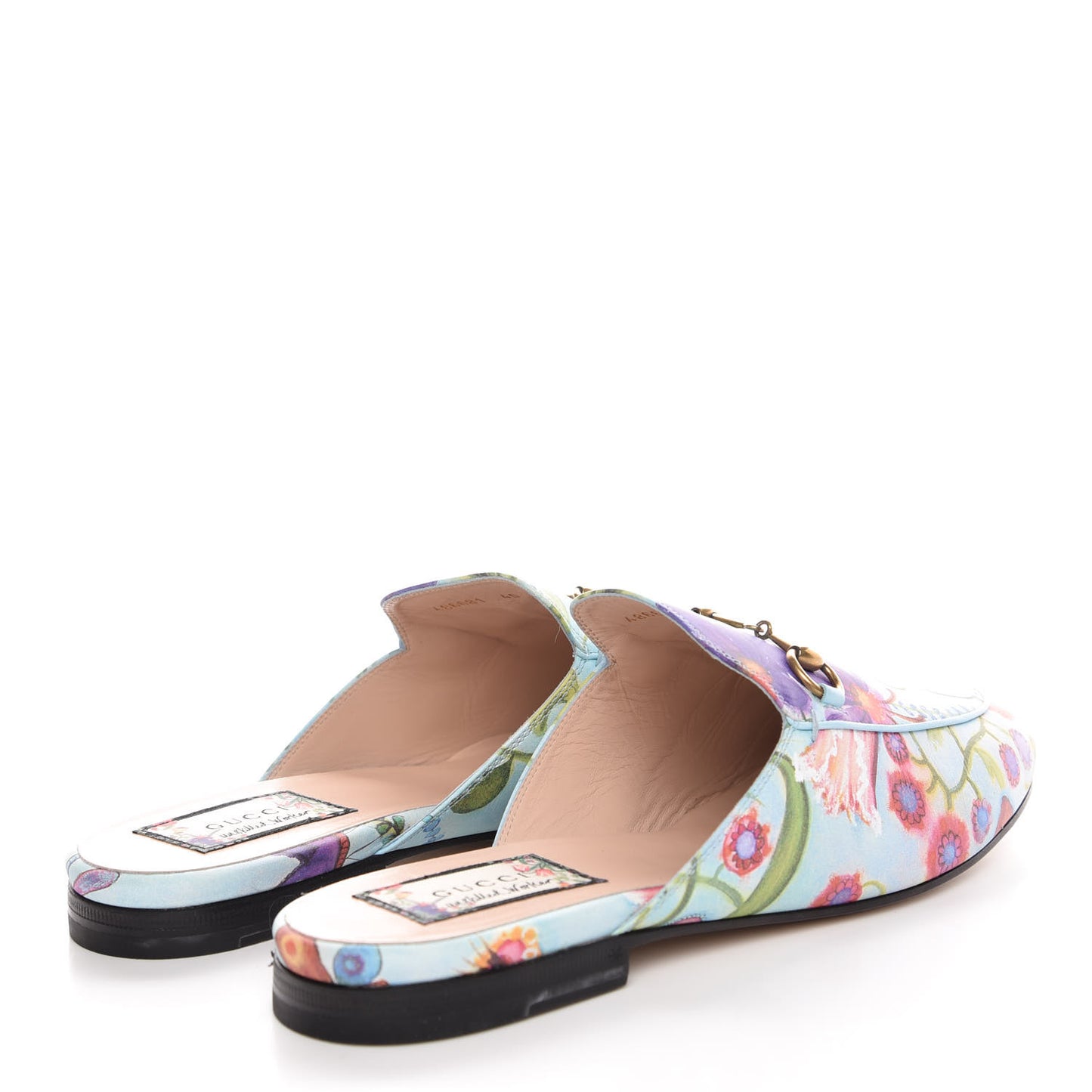 X UNSKILLED WORKER Calfskin Flora Painted Womens Princetown Slippers 40 Cloudy Blue Multicolor