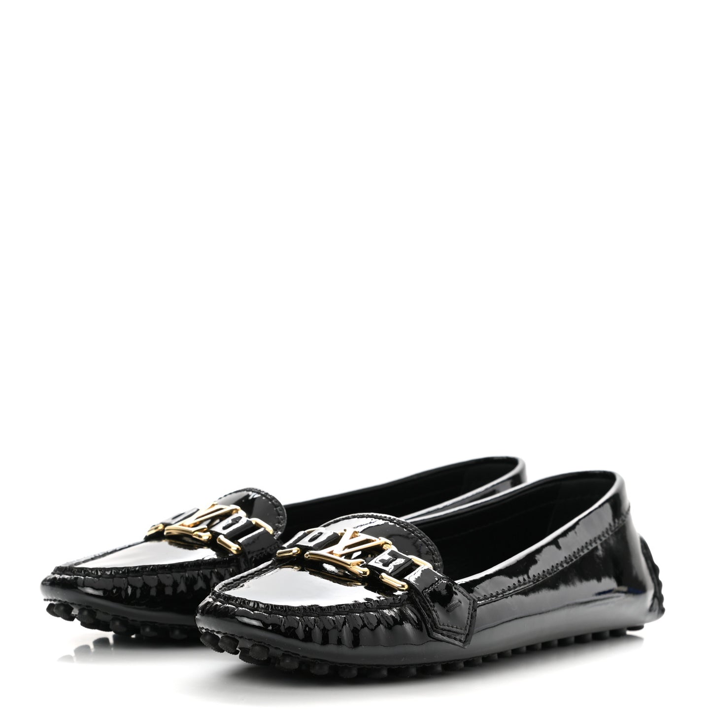 Patent Calfskin Oxford Loafers 38 Black