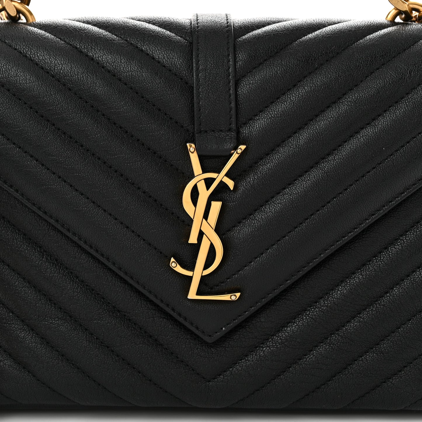 Sheepskin Matelasse Chevron Monogram Medium College Bag Black