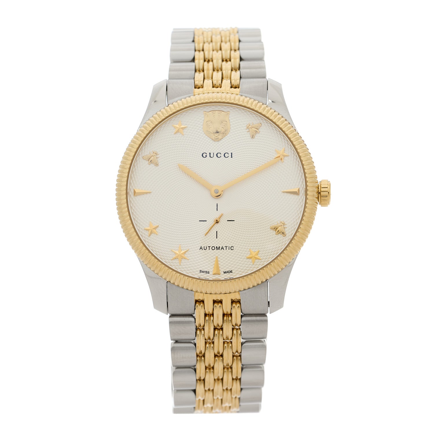 Gucci Stainless Steel 40mm G-Timeless Two Tone Charm Automatic Watch 1 of 4